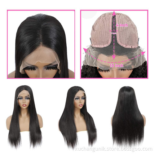 Uniky Brazilian human hair wigs T part natural preplucked hairline lace frontal wigs 13*4*1 water wave wigs for black women